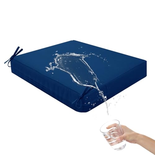 KYJSW Outdoor Sofa Sitzkissenbezug mit Reißverschluss, wasserdichte Kissenbezüge für Rattan/Korbsessel/Terrasse Stuhl/Garten Möbel (Blue,45x45x10 cm) von KYJSW