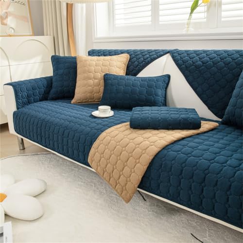 KYJSW Sofa/Couch überzug Verdickter Warmer Weicher L Form/U Form/Ecksofa Sofabezug 1 2 3 4 Sitzer rutschfest Sofaüberwurf Sofaschoner (Dunkelblau,70 * 70 cm) von KYJSW