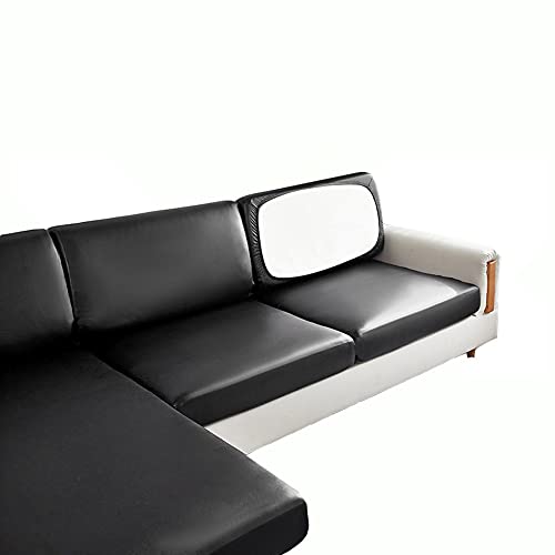 KYJSW Sofa Sitzkissenbezug, Elastischer Kissenbezug Aus PU-Leder, Stretch Wasserdichter Rutschfester Sofakissenbezug, Kissenbezüge (Schwarz,Kissenbezug) von KYJSW