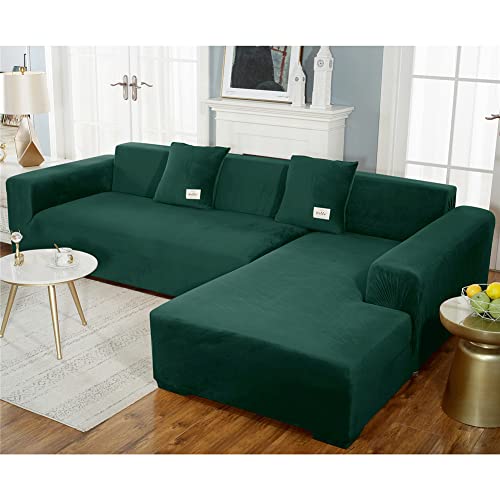 KYJSW Sofabezug mit hohem Stretch, Samt, reine Farbe, elastisches Elastan, waschbar, einfach anzubringen, 3-Sitzer von KYJSW