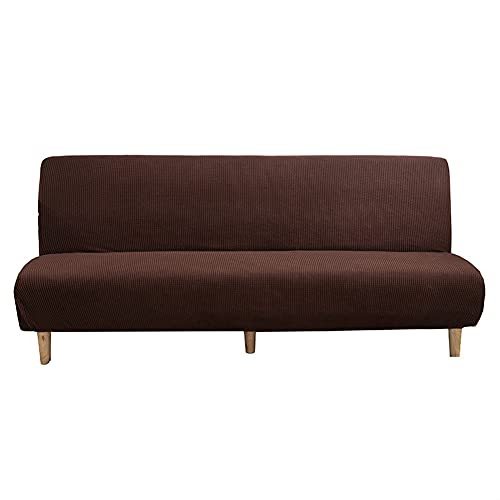 KYJSW Tartan Sofabezug, Elastischer Sofabezug Ohne Armlehne, Armless Schlafsofa-Bezüge, Armloser Sofaüberwurf, Armlose Sofabettüberzug (Braun,S: 120-155 cm) von KYJSW