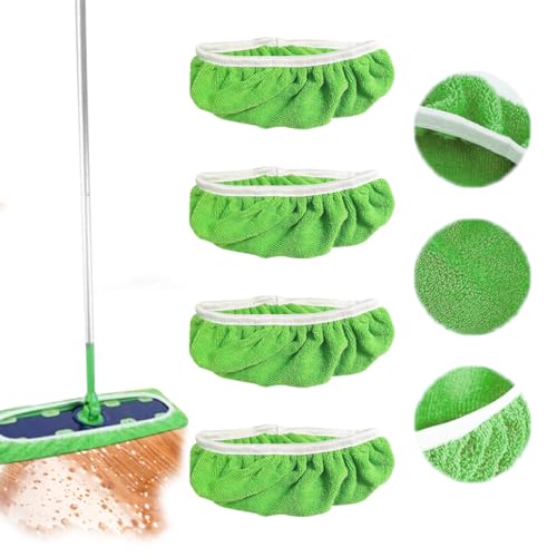 KYKEZ 4PCS Tücher Wiederverwendbare für Swiffer Sweeper Mop, Nass und Trockengebrauch Bodentücher, Reinigung Pads Kompatibel Mit Swiffer Sweeper, Mop Pads Koralle Samt, Waschmaschinenfest von KYKEZ