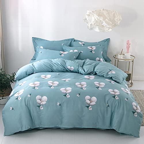 KYKHT Bettwäsche Bettbezug 160 x 210 cm – Kariertes Blumenmuster Bettbezug Reißverschluss Bettbezug Doppel-Bettbezug von KYKHT