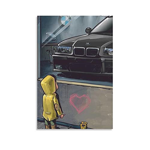 Auto-Poster BMW E36 M3, dekoratives Gemälde, Leinwand, Wandposter und Kunstbild, modernes Familien-Schlafzimmer, 50 x 75 cm von KYLN
