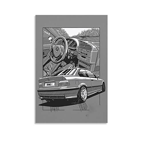 KYLN Auto-Poster BMW E36 M3, dekoratives Gemälde, Leinwand, Wandposter und Kunstbild, modernes Familien-Schlafzimmer, 40 x 60 cm von KYLN