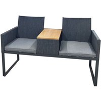 Kynast 2-Sitzer Gartenbank schwarz anthrazit mit Tisch und Sitzkissen - Schwarz von KYNAST EXKLUSIV