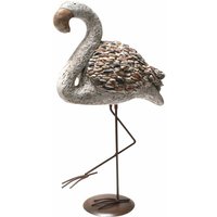Deko Gartenfigur Flamingo auf Ständer 59cm Echte Handarbeit - Beige, bunt von KYNAST GARDEN