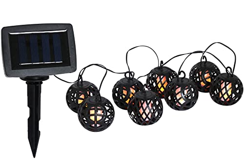 KYNAST Garden Solar Lichterkette 2 m mit 8 Lampion Kugel Laternen Flammeneffekt 80 SMD LED von KYNAST Garden