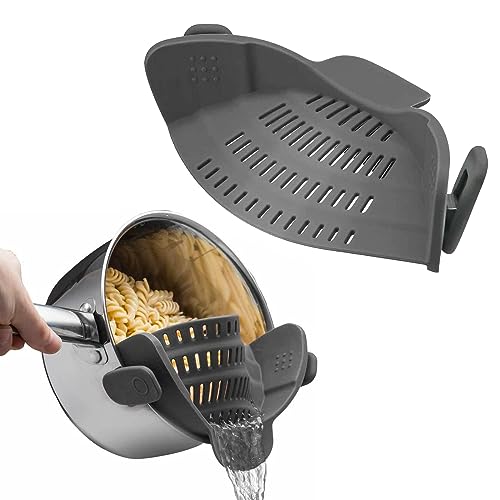 Topfsieb Abgießhilfe Silikon, Clip On Strainer, Schnappsieb, Geeignet für Töpfe und Pfannen, Kann Zum Abtropfen von Gemüse, Obst und Spaghetti Verwendet Werden von KYNLE