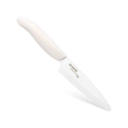 KYOCERA GEN COLOUR Obst- und Gemüse-Keramikmesser FK-110WH-WH Allzweckmesser mit extrem scharfer Keramikklinge für absolut präzise Schnitte. Grifffarbe weiß. Klingenlänge: 11 cm von Kyocera