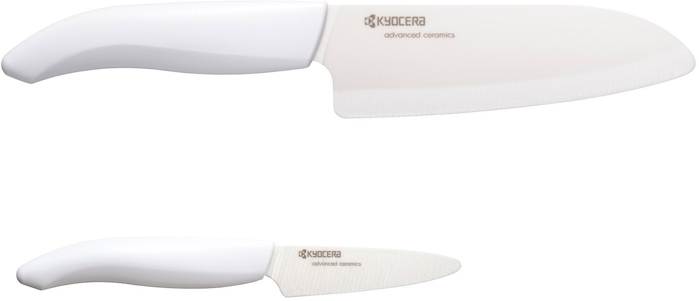 KYOCERA Messer-Set GEN (Set, 2-tlg), extrem scharfe Hochleistungskeramik-Klinge, (Schäl-/ Santokumesser) von KYOCERA