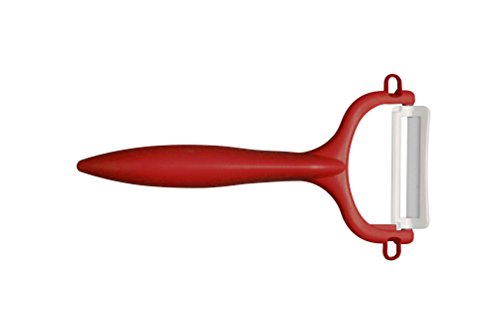 KYOCERA Keramikschäler CP-10 NRD roter Sparschäler, Gemüseschäler, Obstschäler mit weißer Keramikklinge für sauberes, feines und entspanntes Schälen. Kunststoffgriff. Länge: 14,5 cm von KYOCERA