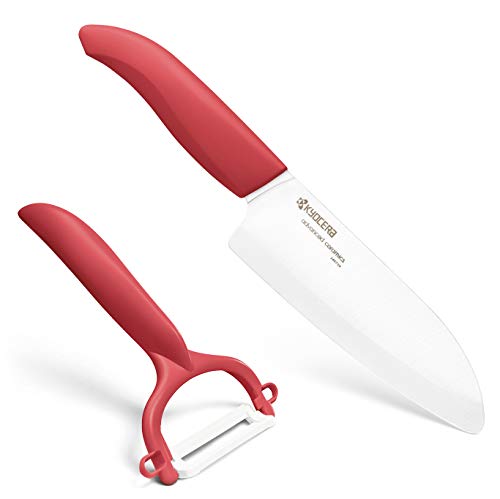 Kyocera Cut&Peel Set FK-140WH-GR&CP-10 NGR Messer Geschenkset, Kunststoff Keramik, rot/weiß, 26,7 x 4,5 x 1,9 cm von Kyocera