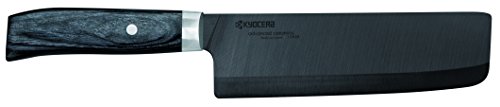 Kyocera Keramikmesser, Nakirimesser, Klinge 16 cm, schwarze Klinge aus Zirkoniakeramik, handgeschliffen, extrem scharf, Holzgriff, JPN-161NBK von KYOCERA Kitchen Products