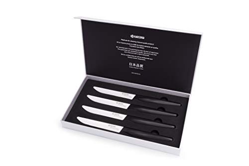 Kyocera SK-4PC WH-BK Steakmesser, Klinge: 11,5 cm Küchenmesser, Keramik, schwarz-weiß von KYOCERA