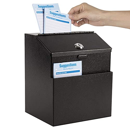 KYODOLED Vorschlagsbox mit Schloss und 50 kostenlosen Vorschlagskarten, Wand-Wahlurne aus Metall, Spenden- und Sammelschlüssel-Dropbox mit Schlitz und 2 Schlüsseln, 20,3 x 14,5 x 17,8 cm, Schwarz KYODOLED Vorschlagsbox mit Schloss und 50 kostenlosen Vorschlagskarten, Wand-Wahlurne aus Metall, Spenden- und Sammelschlüssel-Dropbox mit Schlitz und 2 Schlüsseln, 20,3 x 14,5 x 17,8 cm, Schwarz von KYODOLED