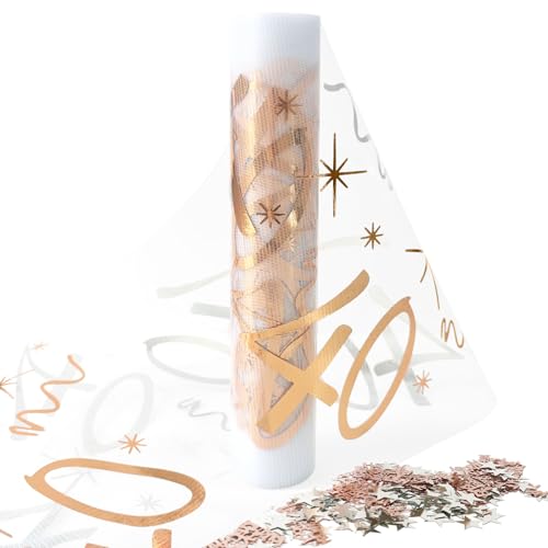 40 Geburtstag Deko Tischläufer mit Konfetti 10g,Rosegold Geburtstag Tischläufer Happy Birthday Streudeko 28cm×10m Tischläufer Glitzer für Frau Geburtstag Tischdeko Deko 40. Geburtstag Frauen Party von KYOEOE