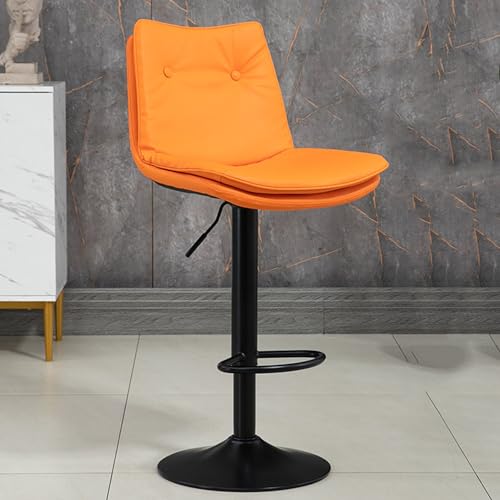 Barhocker in Thekenhöhe, um 360° drehbarer Barstuhl mit Rückenlehne und Fußstütze, verstellbare Theke for Kneipe, Küche, Café (Color : Orange Color, Size : Black_Large) von KYOFIS