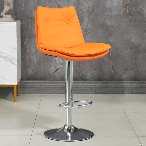 Barhocker in Thekenhöhe, um 360° drehbarer Barstuhl mit Rückenlehne und Fußstütze, verstellbare Theke for Kneipe, Küche, Café (Color : Orange Color, Size : Silver_SMALL) von KYOFIS