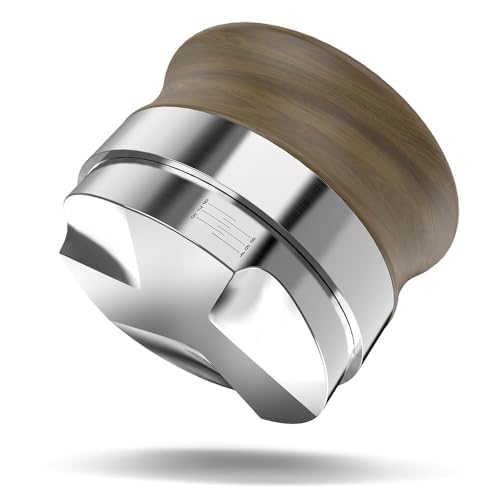 KYONANO Distributor 53.3mm höhenverstellbar, Kaffeepulver-Verteiler aus Premium Edelstahl & Walnussbaumholz, Coffee Leveling Tool für perfekte Extraktion Kaffeeverteiler mit Einstellbarer Höhe von KYONANO