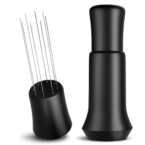 KYONANO WDT Tool, Kaffee Distributor Tool mit Nadeln 0.3 mm, WDT Distributor für Siebträger, Werkzeug für das Durchmischen des Kaffeesatz, Dickem Edelstahl Espresso Nadel für Barista, Schwarz von KYONANO