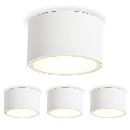 KYOTECH LED Aufbauspot - 3000K Deckenspots Weiß Matt 6W 550LM GX53 LED Aufbaustrahler - Ø95x55mm Aufputz 230V Aufbauleuchte Deckenlampe Spots Deckenleuchte für Schlafzimmer, 4 Stück von KYOTECH