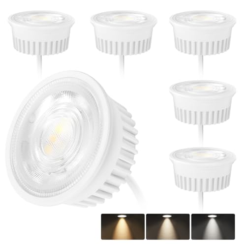 KYOTECH 6er Set LED Modul Ultra Flach ø50x23mm 3CCT 4.9W 500LM Warmweiß 3000K Naturalweiß 4000K Kaltweiß 6500K Dimmbar LED Modul Ersetzt GU10 MR16 Leuchtmittel 38° für Einbaustrahler Aufbauspot von KYOTECH