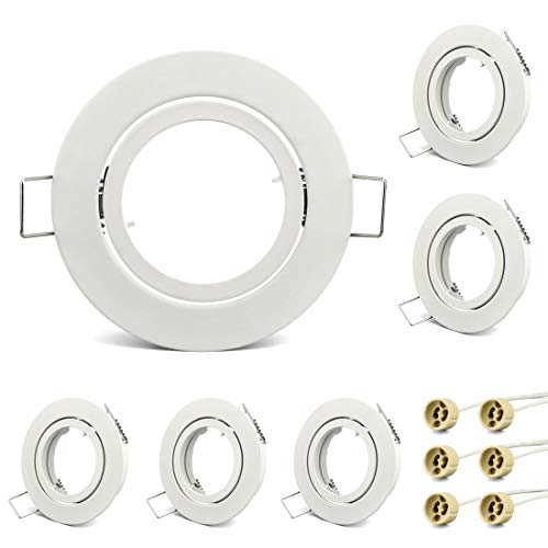 KYOTECH Einbauleuchten rahmen GU10 Schwenkbar 6er Set led spot einbaurahmen Rund Weiß,Einbauspots Einbauleuchten für Halogen Leuchtmittel LED-Modul MR16, inkl. GU10 Fassung von KYOTECH