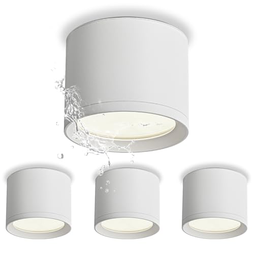 KYOTECH LED Aufbauspots IP44 - Ø84*65mm Deckenspots Weiß Matt - 6W 550LM GX53 LED Aufbaustrahler - Aluminium 4000K Neutralweiß Aufputz 230v Aufbauleuchte Deckenlampe für Bad Badezimmer 4 Stück KYOTECH LED Aufbauspots IP44 - Ø84*65mm Deckenspots Weiß Matt - 6W 550LM GX53 LED Aufbaustrahler - Aluminium 4000K Neutralweiß Aufputz 230v Aufbauleuchte Deckenlampe für Bad Badezimmer 4 Stück von KYOTECH