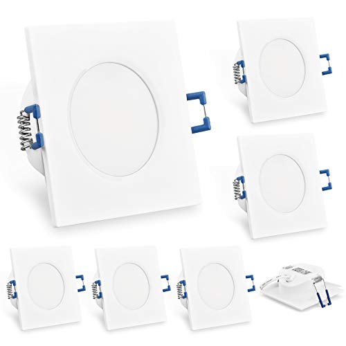 KYOTECH LED Einbaustrahler Eckig Ultra Flach 230V IP44 6W Warmweiß 3000K 500LM Badeinbaustrahler Einbauspot Wasserdicht LED Einbauleuchte IP44 für Badezimmer Küche spot led 6er Set von KYOTECH