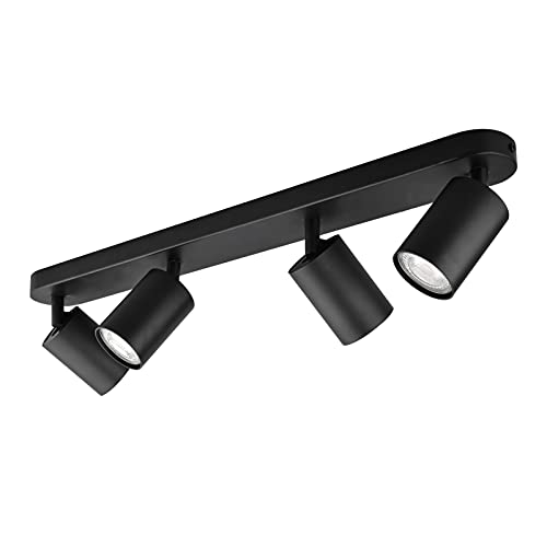 KYOTECH Schwarz 4-flammige Spotlampe LED Deckenleuchte Schwarz matt Spot drehbar und schwenkbar Spotleuchte Deckenstrahler für 4x GU10 Leuchtmittel Deckenlampe ohne Leuchtmittel von KYOTECH