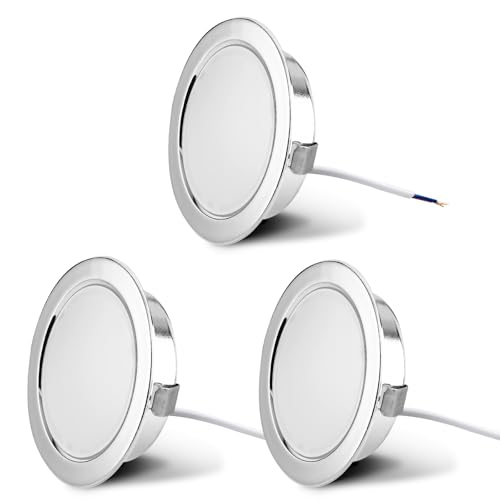 KYOTECH 3er Set LED Möbelleuchte 230V,3.5W LED IP44 G4 15mm Flache Möbel Einbaustrahler,3000K Warmweiß,Küchenhaube Leuchte,Badleuchte Einbauspot von KYOTECH