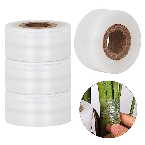 4 Stück 100m*3cm Veredelungsband Pfropfband, Transparentes Selbstklebend Pflanze Band Biologisch Abbaubare Dehnbare Moisture Barrier Bänder Baumschule Floristik Pflanze Obstbäume Reparatur Bänder von KYSUN