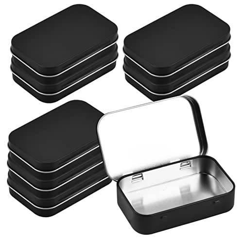 8 Stk Mini-Metalldosen Rechteckig, Container Metalldose Kleine, Kleine Aufbewahrungsbox Mit Deckel, Metal Tins Box Containers für Süßigkeiten Schmuck Taste - Schwarz, 95 * 60 * 20 mm von KYSUN