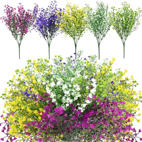 KYSUN 5 Bündel Künstliche Blumen für Draußen, Kunstblumen Frühling, Blumenstrauß Künstlich Wie Echt, Kunstpflanzen UV Beständig, Deko für Garten Outdoor Balkon Blumenbeet Vier Jahreszeiten von KYSUN