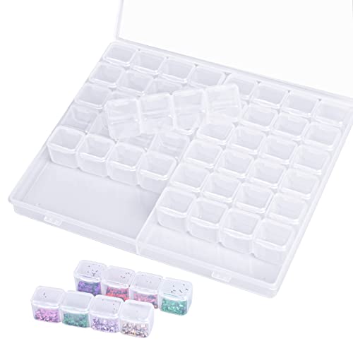 KYSUN Plastik Sortierbox mit 56 Fächer Kleinen Döschen, Diamant Stickerei Sortierbox, Transparent Schachtel Box,Perlenbox,Sortierbox für Kleinteile,Nägel, Strass, Perlen, Schmuck, Diy Handwerk von KYSUN