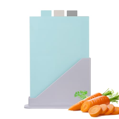 KYSUN Schneidebrett Kunststoff 3er Set mit Ständer, Schneidebretter für Küchen, Schneidebretter Küchenbrett Frühstücksbrettchen Drei Hackbretter, Schneidbrett Mit Ständer für Küchenzubehör KYSUN Schneidebrett Kunststoff 3er Set mit Ständer, Schneidebretter für Küchen, Schneidebretter Küchenbrett Frühstücksbrettchen Drei Hackbretter, Schneidbrett Mit Ständer für Küchenzubehör von KYSUN