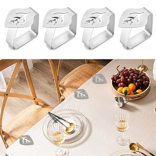 Tischdecke Halter Edelstahl, 4Stück Tischabdeckungsklemmen Verdicken Tischdeckenclips, Rutschfest Tischklammern für Dicke Tische, Tischdecke Clips Klammern für Outdoor Gartentisch Restaurant Party (A) von KYSUN