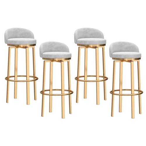 Moderne Barhocker aus Samt, gepolstert, mit Rückenlehne, Fußstütze, 65 cm Sitzhöhe, 4 Stück, Höhe 75 cm, Weiß, 2 Stück Moderne Barhocker aus Samt, gepolstert, mit Rückenlehne, Fußstütze, 65 cm Sitzhöhe, 4 Stück, Höhe 75 cm, Weiß, 2 Stück von KYTGFH