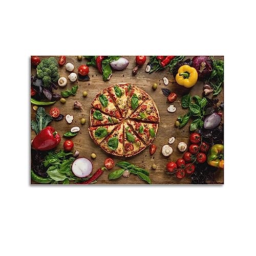 KYTIN Delicious Food Poster Gemüse Pizza Dekorative Malerei Leinwand 20x30inch(50x75cm) von KYTIN