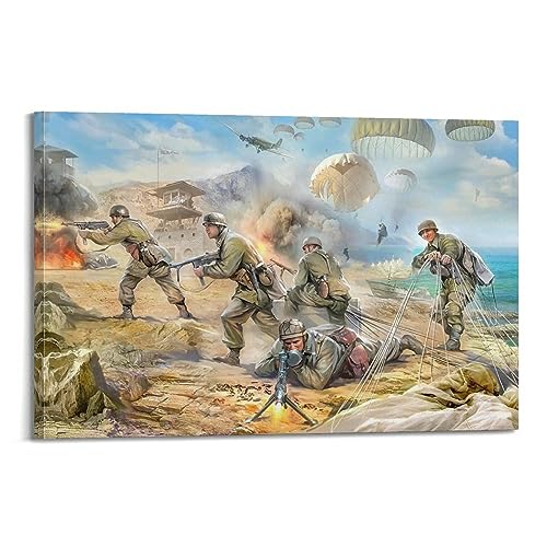 KYTIN Deutsche Fallschirmjäger im Kampf WWII Poster Dekorative Malerei Leinwand 30 x 45 cm von KYTIN