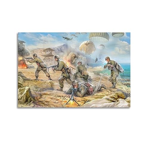 KYTIN Deutsche Fallschirmjäger im Kampf WWII Poster Dekorative Malerei Leinwand 40 x 60 cm von KYTIN