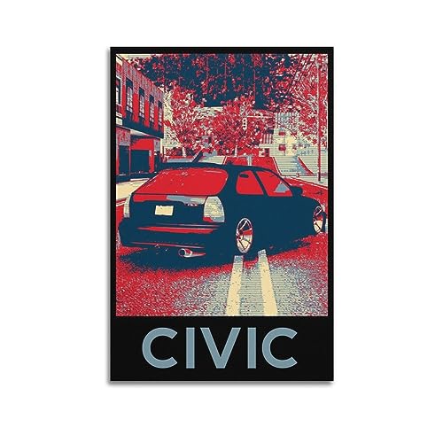 KYTIN JDM Auto-Poster Civic EK9 VTEC Sportwagen, dekorative Malerei, Leinwand, 40 x 60 cm von KYTIN