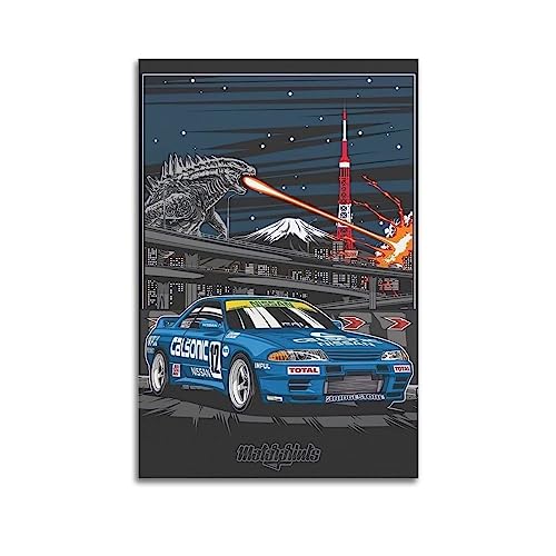 KYTIN JDM Racing Poster für Skyline R32 GTR Japan Sportwagen, dekorative Malerei, Leinwand, 50 x 75 cm von KYTIN