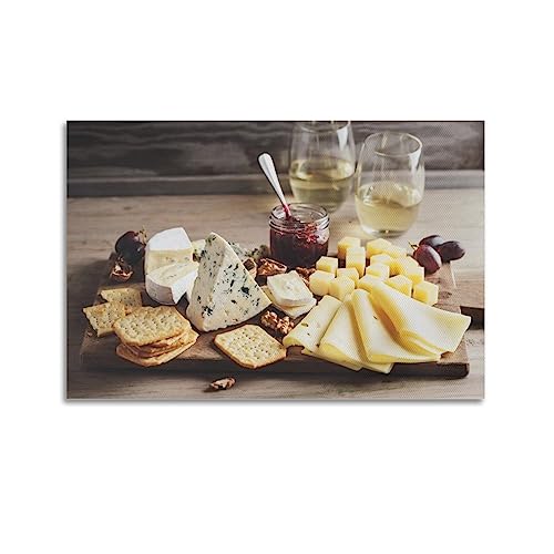 KYTIN Lebensmittelposter Käse Crackers dekorative Malerei Leinwand 30 x 45 cm von KYTIN