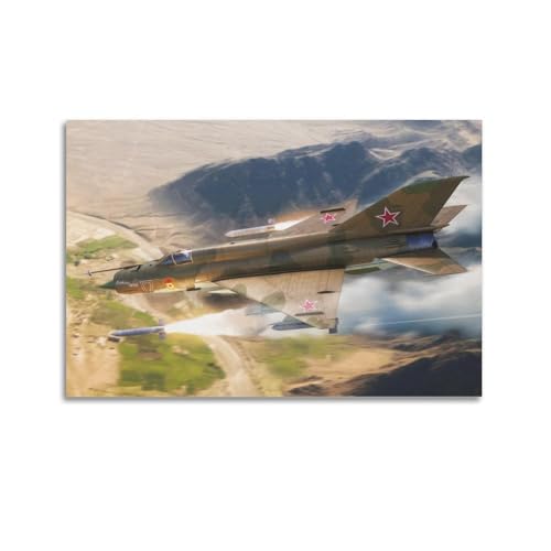 KYTIN Vintage Kampfflugzeug-Poster MiG-21bis Militärflugzeuge, dekorative Malerei, Leinwand, 60 x 90 cm KYTIN Vintage Kampfflugzeug-Poster MiG-21bis Militärflugzeuge, dekorative Malerei, Leinwand, 60 x 90 cm von KYTIN
