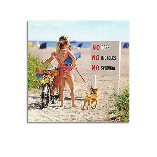 KYTIN Vintage-Poster "No Dogs No Bicycles No Swimming Decorative Painting Canvas 20x20inch(50x50cm) von KYTIN