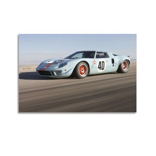 KYTIN Vintage-Poster für Ford GT40, Nr. 40, Sportwagen, dekoratives Gemälde, Leinwand, 30 x 45 cm von KYTIN