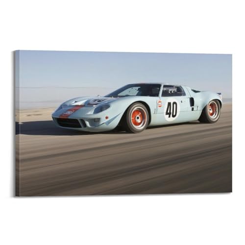 KYTIN Vintage Racing Poster für Ford GT40 Nr. 40 Sportwagen, dekorative Malerei, Leinwand, 20 x 30 cm von KYTIN