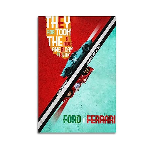 KYTIN Vintage Rennwagen-Poster für Ferrari VS Ford, dekorative Malerei, Leinwand, 40 x 60 cm von KYTIN